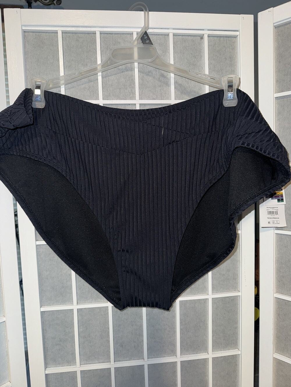 Time and Tru Solid Black Mid Rise Bikini Swim Bottom 3x 24w/26w New